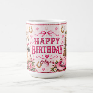 ピンクポニークラブカウガール誕生日 コーヒーマグカップ