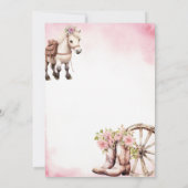 ピンクポニーパーティーカントリーウエスタンガール誕生日 招待状 (裏面)