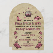ピンクポニーパーティー 招待状 (正面/裏面)