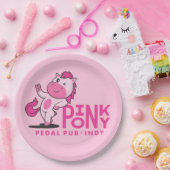 ピンクポニーペダルパブインディ – ピンクパーティープレート ペーパープレート (パーティー)