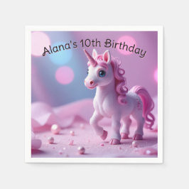 ピンクポニーユニコーン紙ナプキンス スタンダードカクテルナプキン