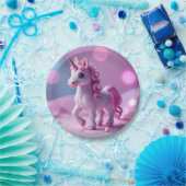 ピンクポニーユニコーン紙プレート ペーパープレート (パーティー)