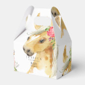 ピンクポニー白ベビーシャワー フェイバーボックス (正面サイド)