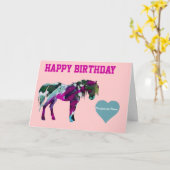 ピンクポニー誕生日カード – カスタムポニーカード カード (黄色い花)