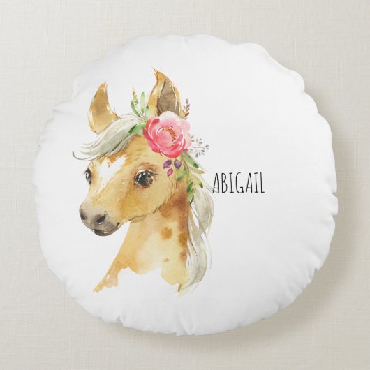 ピンクポニー オーダーネーム ラウンドクッション (正面)