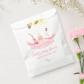 ピンクポピンシャンパンボトル足ベビーシャワー フェイバーバッグ (封をした状態)