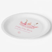 ピンクポピンシャンパンボトル足ベビーシャワー ペーパープレート (アングル)