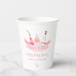 ピンクポピンシャンパンボトル足ベビーシャワー 紙コップ