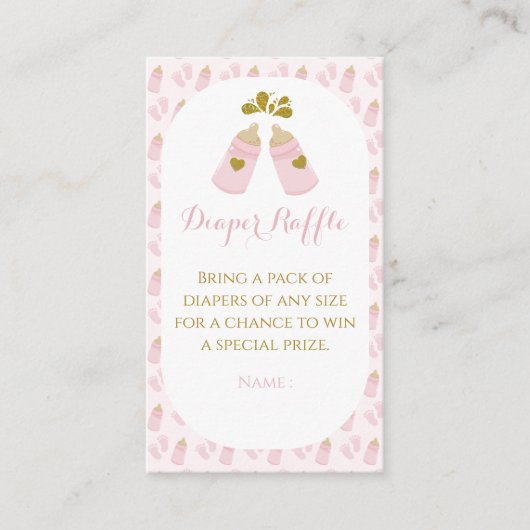 ピンクポピンボトルガールベビーシャワー エンクロージャーカード (正面)