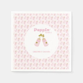 ピンクポピンボトルガールベビーシャワー スタンダードカクテルナプキン