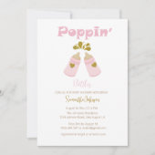 ピンクポピンボトルガールベビーシャワー 招待状 (正面)