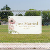 ピンクポピーたった今結婚しましたカーバナー 横断幕 (インサイチュ)