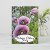 ピンクポピーのケシの花のフローラかわいらし女の子 招待状 (スタンド正面)