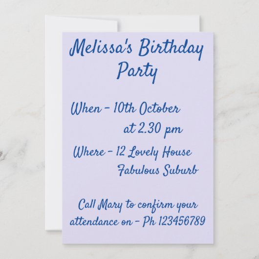 ピンクポピーのケシの花のフローラかわいらし女の子 招待状 (裏面)