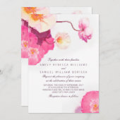 ピンクポピーズウォーターカラー結婚式招待状 招待状 (正面/裏面)