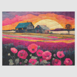 ピンクポピーファームアットサンセットファームハウス鮮やかデコール 薄葉紙