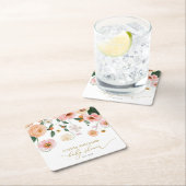 ピンクポピーフローラベビーシャワースクエア紙コースター スクエアペーパーコースター (インサイチュ)