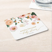 ピンクポピーフローラベビーシャワースクエア紙コースター スクエアペーパーコースター (アングル)