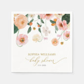 ピンクポピーフローラベビーシャワーナプキン スタンダードカクテルナプキン (正面)