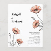 ピンクポピーフローラ予算QR結婚式招待状 (正面)