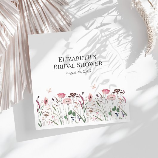 ピンクポピーメドウブライダルシャワーナプキンス