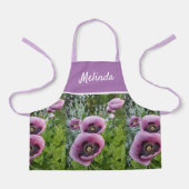 ピンクポピー紫フラワーガールズ子供エプロン エプロン (正面)