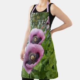 ピンクポピー紫色の花の女性用ママエプロン エプロン