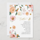 ピンクポピー結婚のテーブル番号2シーティングチャート 招待状 (裏面)