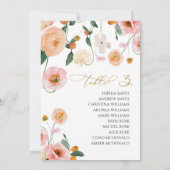 ピンクポピー結婚のテーブル番号3シーティングチャート 招待状 (裏面)