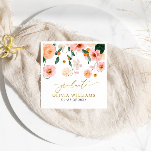 ピンクポピー花花花卒業式パーティナプキンス スタンダードカクテルナプキン