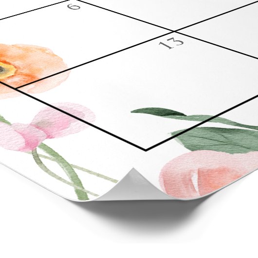 ピンクポピー赤ちゃんシャワー推定期日カレンダー ポスター (角)