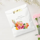 ピンクポピー鮮やかズフローラ開花ブライダルシャワー フェイバーバッグ (封をした状態)