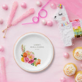 ピンクポピー鮮やかズフローラ開花ブライダルシャワー ペーパープレート (パーティー)