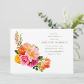 ピンクポピー鮮やかズフローラ開花ブライダルシャワー 招待状 (スタンド正面)