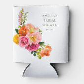 ピンクポピー鮮やかズフローラ開花ブライダルシャワー 缶クーラー (正面)