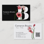 ピンクポピー&イニシャル 名刺 (正面/裏面)