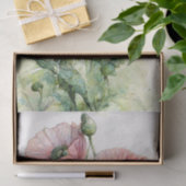 ピンクポピー、繊細なフローラ水色 薄葉紙 (ギフト)