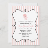 ピンクポフランスのードル誕生日 招待状 (正面)