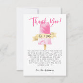 ピンクポプシクルガールジェンダーリビールパーティー サンキューカード (正面)