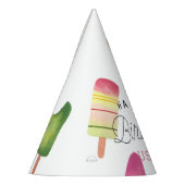 ピンクポプシクルパーソナライズされた子供の誕生日 パーティーハット (左)