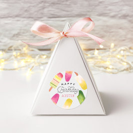 ピンクポプシクルパーソナライズされた子供の誕生日 ラウンドシール