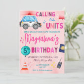 ピンクポリスガール誕生日パーティー 招待状 (スタンド正面)