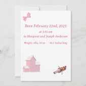 ピンクポルカドット赤ちゃん女の子の誕生のお知らせ 案内状 (裏面)