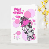 ピンクポルクドットプードルマザーズデイカード カード (黄色い花)