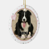 ピンクポープリントドッグフォトペット記念悔やみや弔慰 セラミックオーナメント (右)