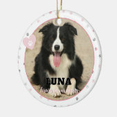 ピンクポープリントドッグフォトペット記念悔やみや弔慰 セラミックオーナメント (左)