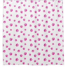 ピンクポープリントパターン シャワーカーテン