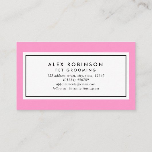 ピンクポープリントペットグルーミング名刺 名刺 (裏面)