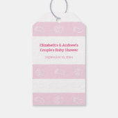 ピンクポープリント&ベビー足ドッグベビーシャワー ギフトタグ (裏面)