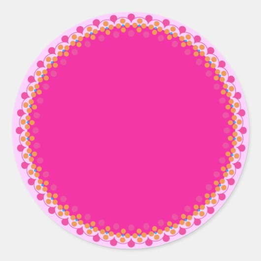 ピンクポ縁どルカ空白のテンプレートラベル ラウンドシール (正面)